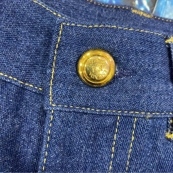 ESCADA Vintage Jeans Pants 4/6(small) 36 tapered Leg Embroidered Gold Blue 1990s - Picture 3 of 7